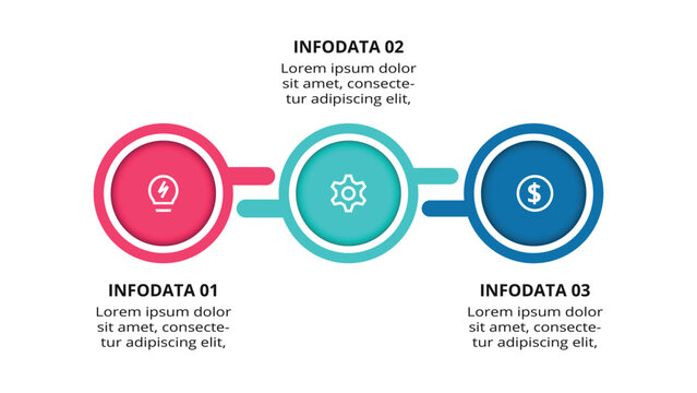 Advanced infographic with 3 steps, options, parts or processes. Business data visualization.