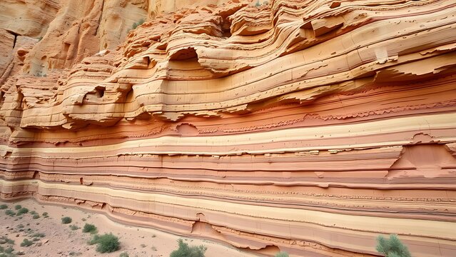dunite. Stepped rock layers in a canyon wall, desert landscape. travel magazines, destination branding, wall prints, designed for outdoor magazines and nature guides, used by graphic designers.