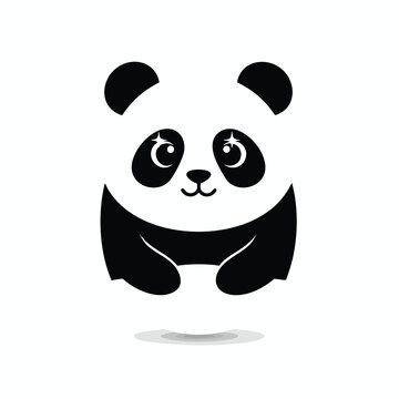 Adorable cartoon panda with big sparkling eyes and a gentle smile, isolated on white