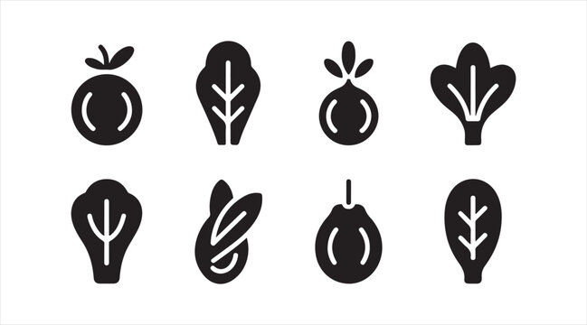 Carrot icon collection in flat black style, simple vegetable graphics for healthy eating and agriculture themes