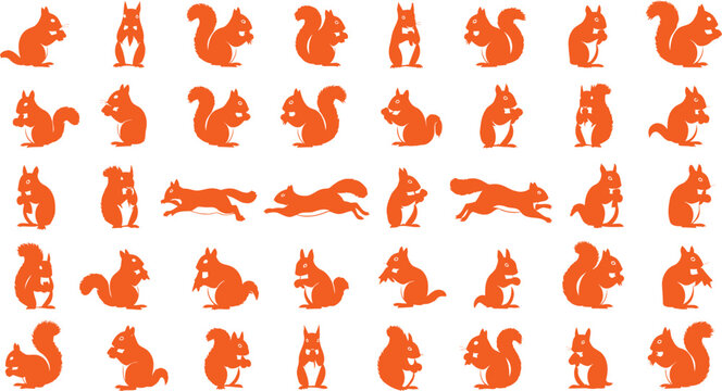 Seamless Orange Squirrel Silhouettes Pattern for Nature and Wildlife Designs