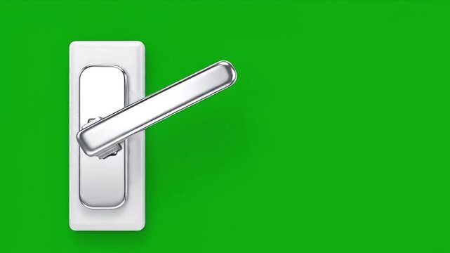 Modern Door Handle on a Vibrant Green Background.