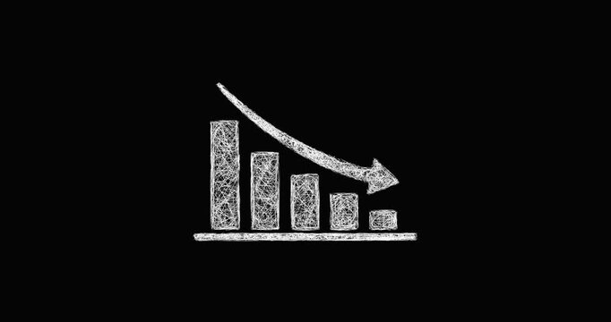 Sketch decline chart icon animation - smooth progressive reveal