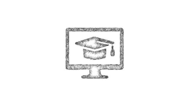 Sketch online course icon animation - smooth progressive reveal