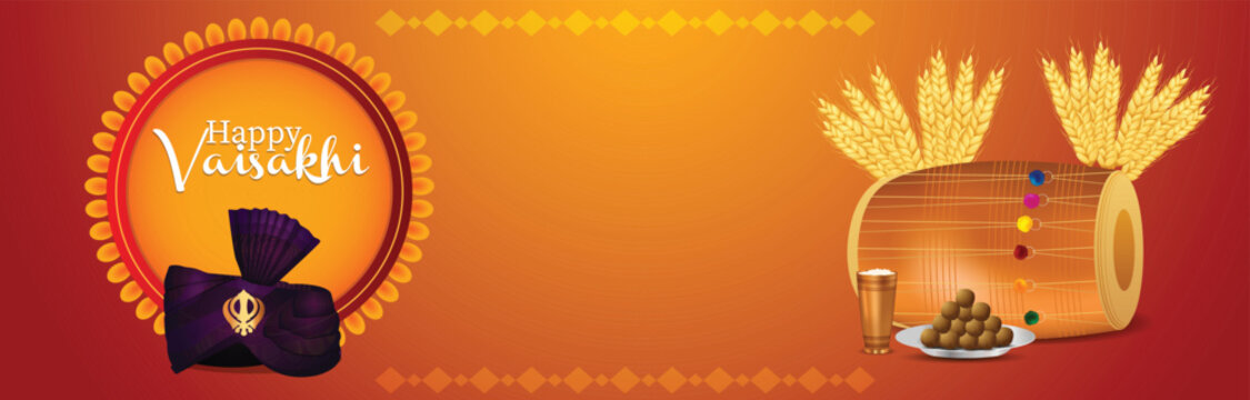 Happy Vaisakhi Festival Traditional Punjabi Vector