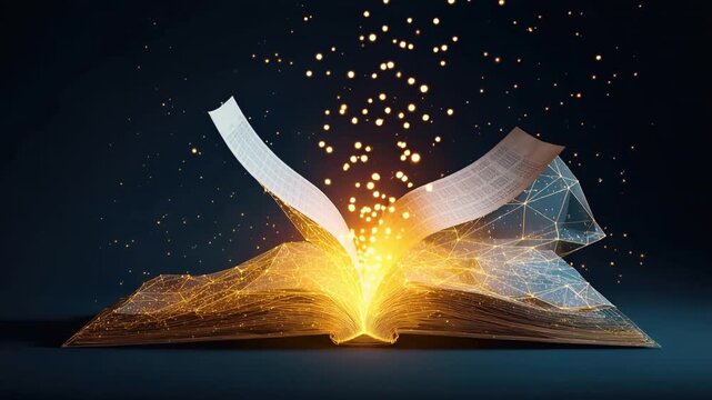A luminous book, filled with wisdom and knowledge, emits a golden light, revealing the limitless power of the written word. ..Created with Generative AI, not depicting real subjects.
