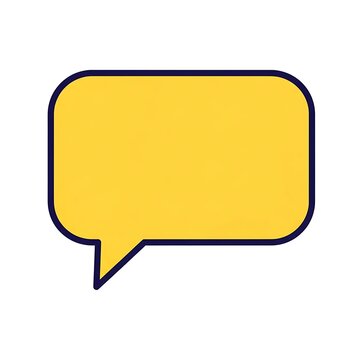 Yellow speech bubble icon with a dark blue outline.