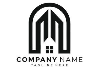 Fototapeta premium Modern real estate house logo design with abstract building shape