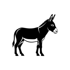 Fototapeta premium Black donkey silhouette standing profile view isolated
