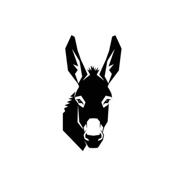 Minimalist donkey head silhouette solid black