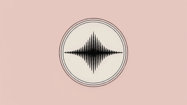 Audio Waveform Icon: An elegant audio waveform icon within a circular frame, set against a delicate backdrop, representing sound, music, and digital audio.