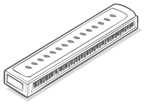 Simple harmonica musical instrument drawing with shadow effect