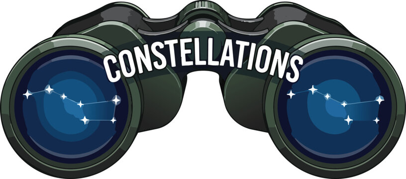 Binoculars Revealing Big Dipper Constellation Through Lenses, Night Sky Exploration Concept with Astronomy, Stargazing, and Discovery Theme