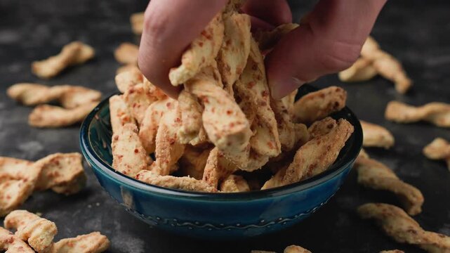 Mini Cheese Twist with cheddar and gouda cheese. Party snack food