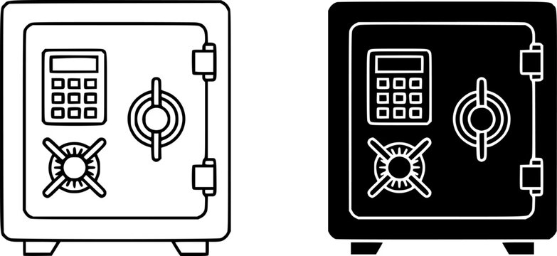 Security Vault and Money Safe Icon Set - Financial Protection Vector Illustration