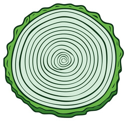 Fototapeta premium Top view of sliced cabbage with concentric rings and green outer leaves graphic illustration