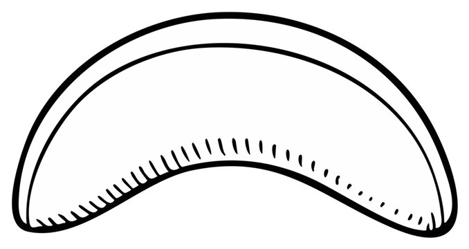 White eye patch illustration. Medical eye patch. Outline style eye patch sketch drawing. Eye protection. Medical equipment. Isolated eye patch drawing