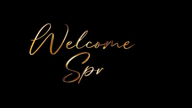 Welcome spring day text animation in gold. perfect for use in promotional videos, seasonal greetings, social media content, and branding.