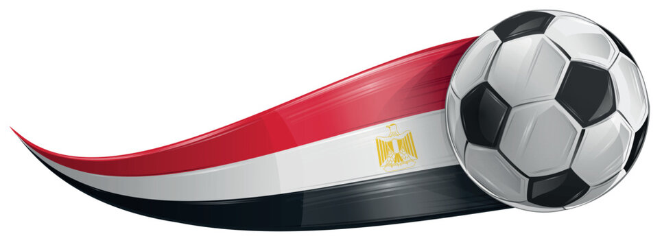 Soccer ball with the colors of the Egypt flag, realistic effect. vector illustration