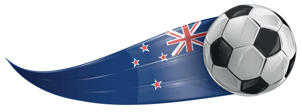 New Zealand  flag with soccer ball . vector illustration