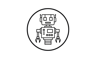 Fototapeta premium A simple line drawing of a robot in a circle on a white background
