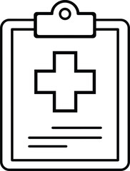 Obraz premium Medical Clipboard with Cross Line Icon – Patient Record Vector