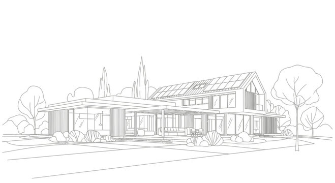 Large house with gable roof design.