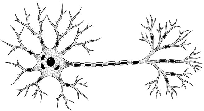 Neuron cell with dendrites and axon.