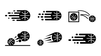 Basketball motion icons set with speed lines and dynamic action symbols for sports graphic design © Zyariss