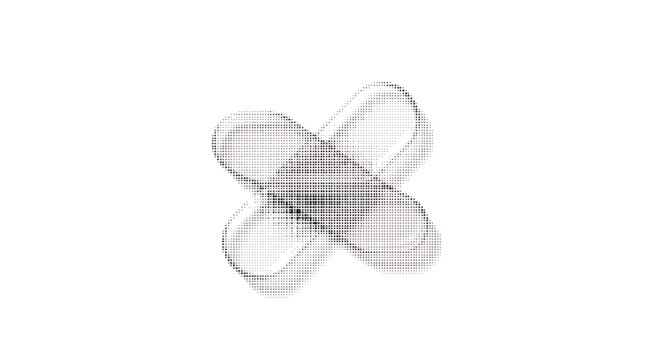 halftone dots forming an x shape on a white surface