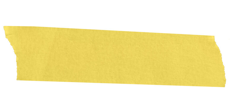 Bright yellow washi masking tape torn edge strip isolated on transparent background, sticky note label banner for creative design and mockups png
