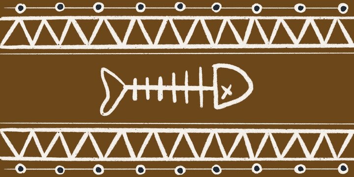 Tribal Fish Bone Pattern Illustration
