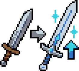 Obraz premium Sword Upgrade Attack Power Up Icon Pixel Art