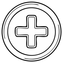 Fototapeta premium Hand drawn medical plus sign enclosed within a circle, a design graphic for healthcare or cross symbols