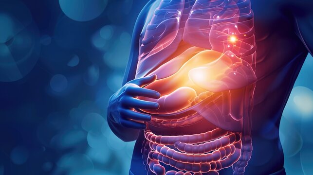 Medical illustration of GERD (Gastroesophageal Reflux Disease), a common chronic digestive disorder where stomach acid frequently flows back into the esophagus, causing irritation, heartburn,
