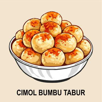 Cimol Bumbu Tabur Fried Tapioca Balls Indonesian Snack Vector
