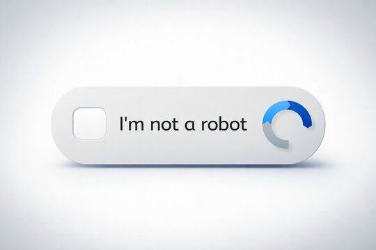 Interactive verification button indicating a human user with 'i'm not a robot' text