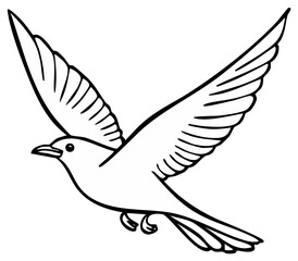Obraz premium Soaring bird illustration, outline, wings spread, in flight, artistic concept.