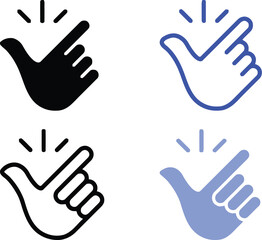 Obraz premium Four pointing hand icons in different colors and styles