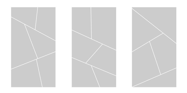 Image collage layout template. Mosaic mood board grid collection. Picture frame set. Photo album concept idea for banner, poster, comic page, flyer, brochure, booklet, memory wall design. Vector pack