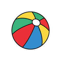 Fototapeta premium Colorful beach ball with six panels and a white center