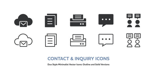 コミュニケーションのアイコンです。クラウドとメール、書類、プリンター等のベクターアイコンセットです。 © september55