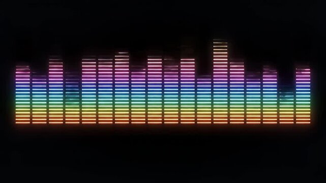 Colorful glowing sound equalizer display on black background