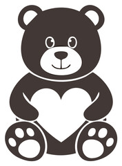 Fototapeta premium Teddy Bear Holding Heart Shape Silhouette Illustration for Love and Affection Gifts