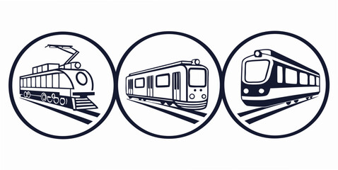 Railway transportation icons set, train locomotive and metro, railroad vehicles symbols © Alone