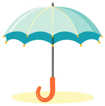 Turquoise umbrella with orange handle and yellow accent tips