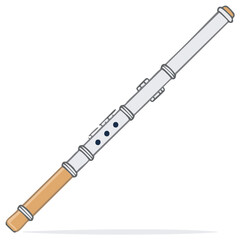 Fototapeta premium Cartoon Illustration of a Flute Musical Instrument in White and Wood Color