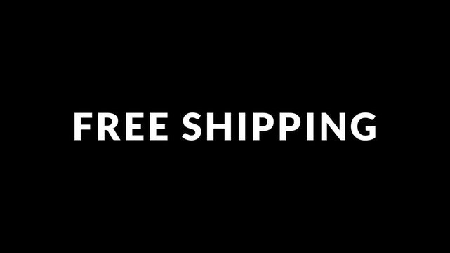 Animated words FREE SHIPPING in modern typography style. promo text animation, motion design, dynamic lettering, ecommerce banner, clean marketing overlay