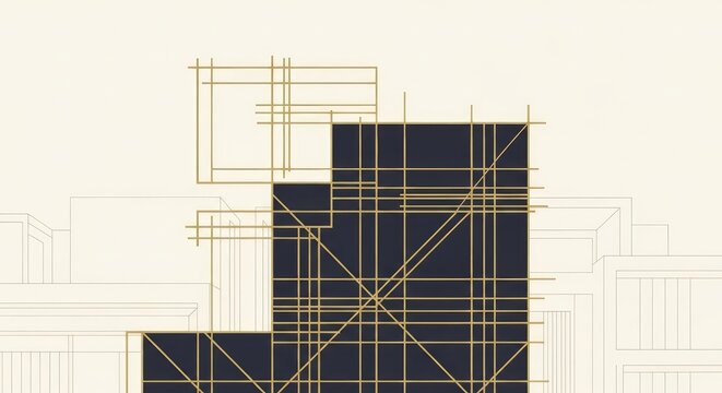 Navy blue and gold geometric lines on cream background wallpaper poster banner download 2026 2027