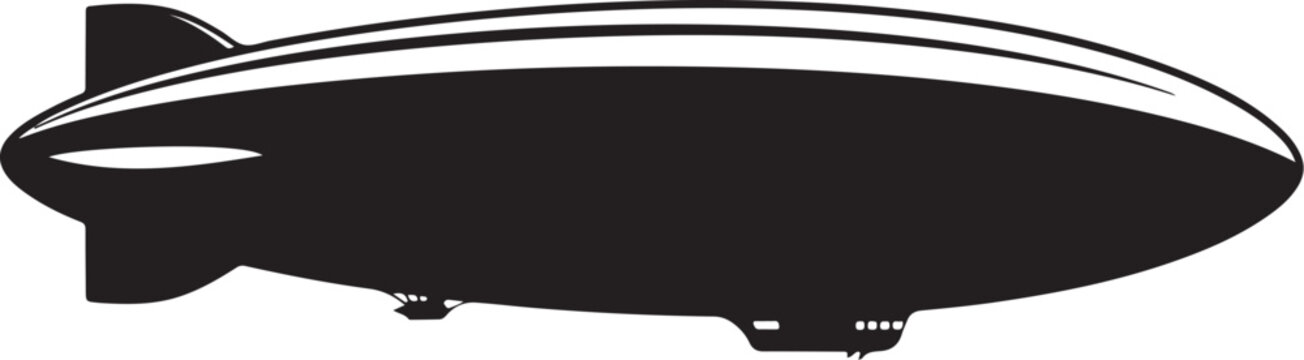Black blimp, airship, dirigible, vector illustration, aircraft, zeppelin